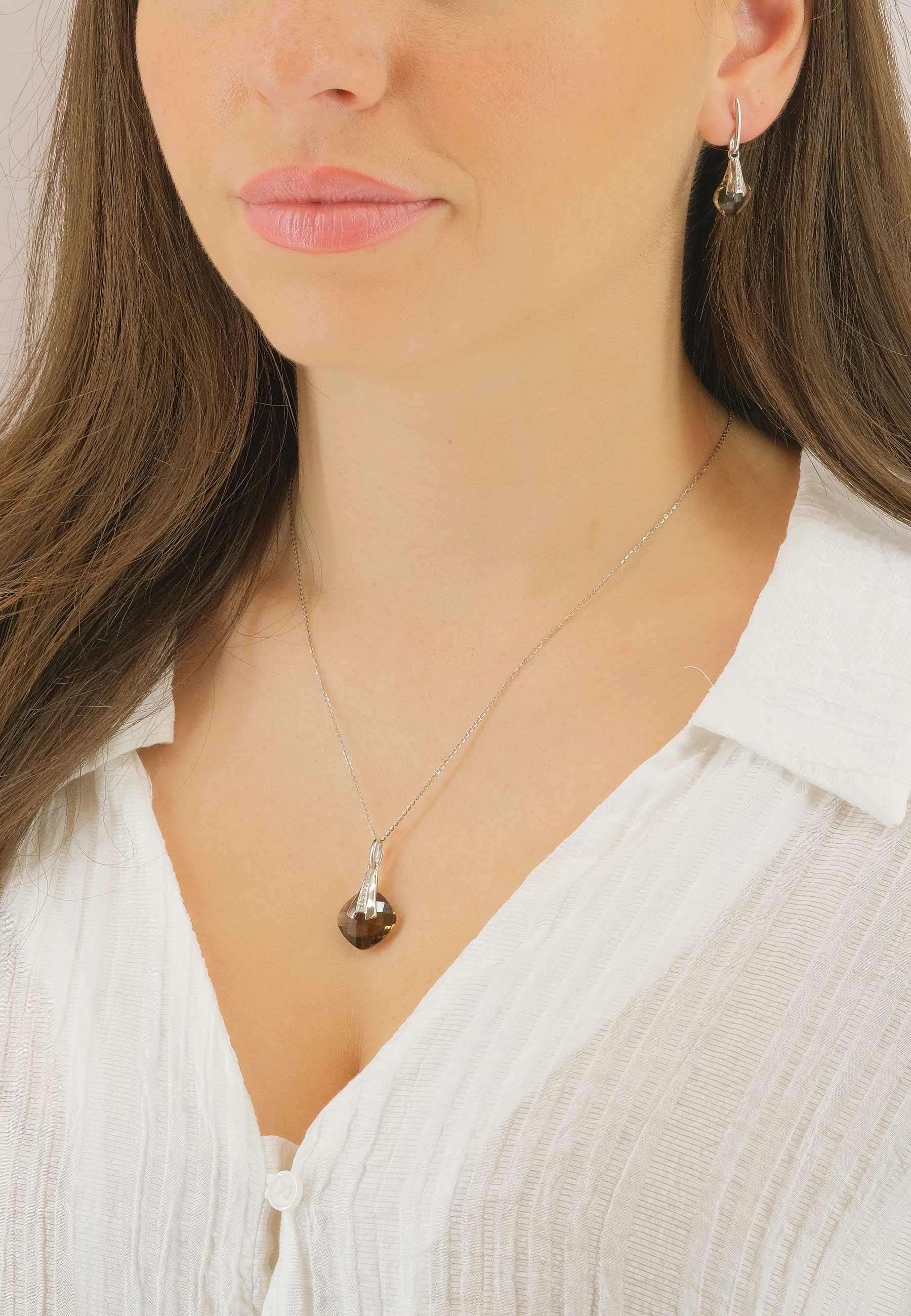 MUAU Schmuck  Parure en argent 925 Zircone, 28x11mm 