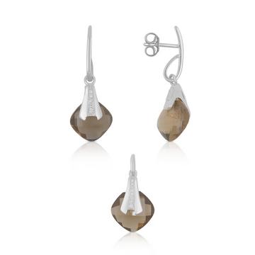 Parure en argent 925 Zircone, 28x11mm