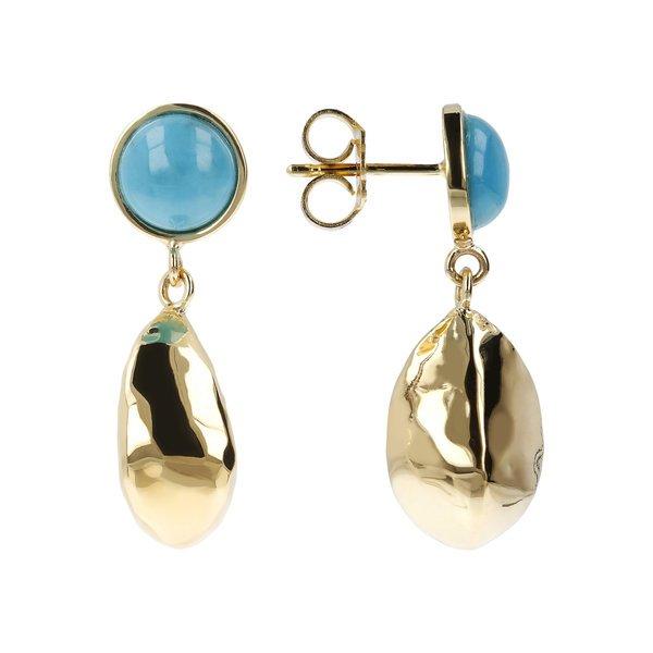 ETRUSCA GIOIELLI  Boucles D'Oreilles Plaquées Et Turquoise À L'Or 18Kt 