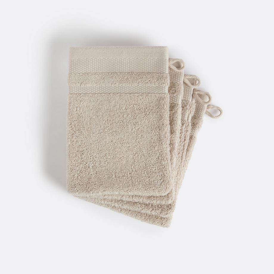 Lot de 4 gants de toilette en coton peigné 600g/m2