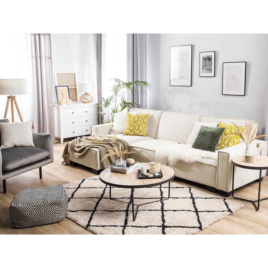 Beliani Canapé d'angle en Tissu Scandinave ROMEDAL  