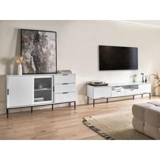 Beliani Buffet avec vitrine en verre en MDF Moderne LEDUC  