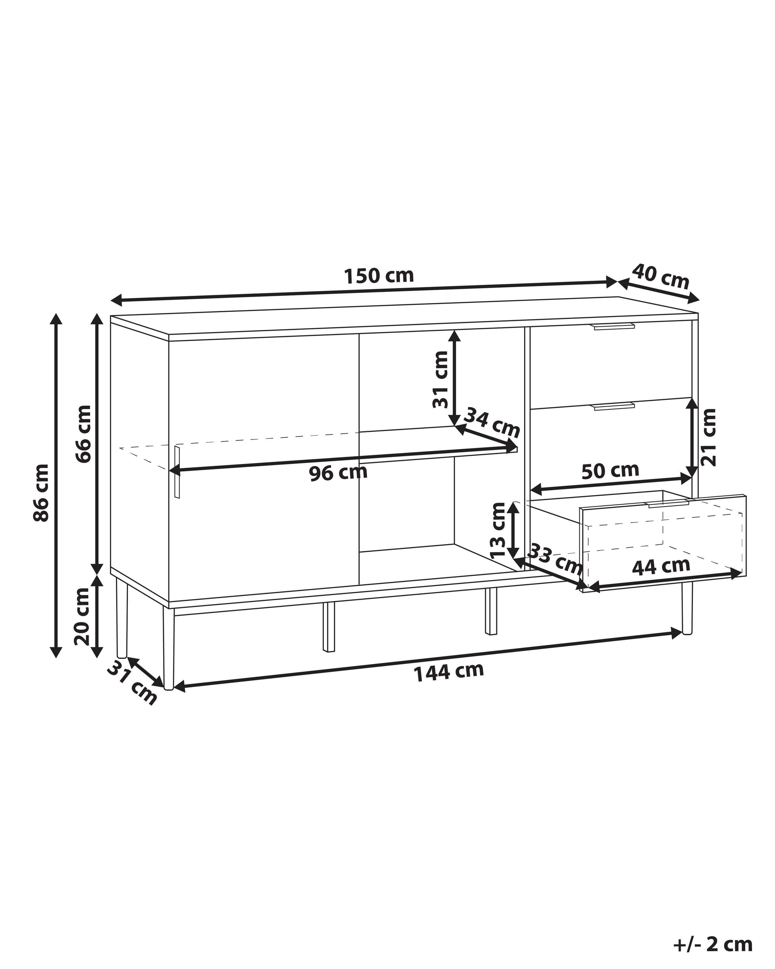 Beliani Buffet avec vitrine en verre en MDF Moderne LEDUC  