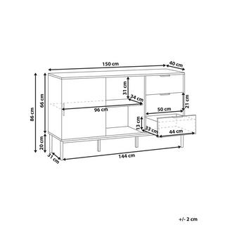 Beliani Buffet avec vitrine en verre en MDF Moderne LEDUC  