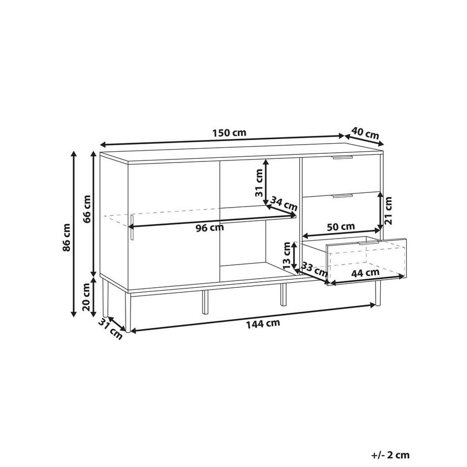 Beliani Sideboard mit Glastüren aus MDF-Platte Modern LEDUC  