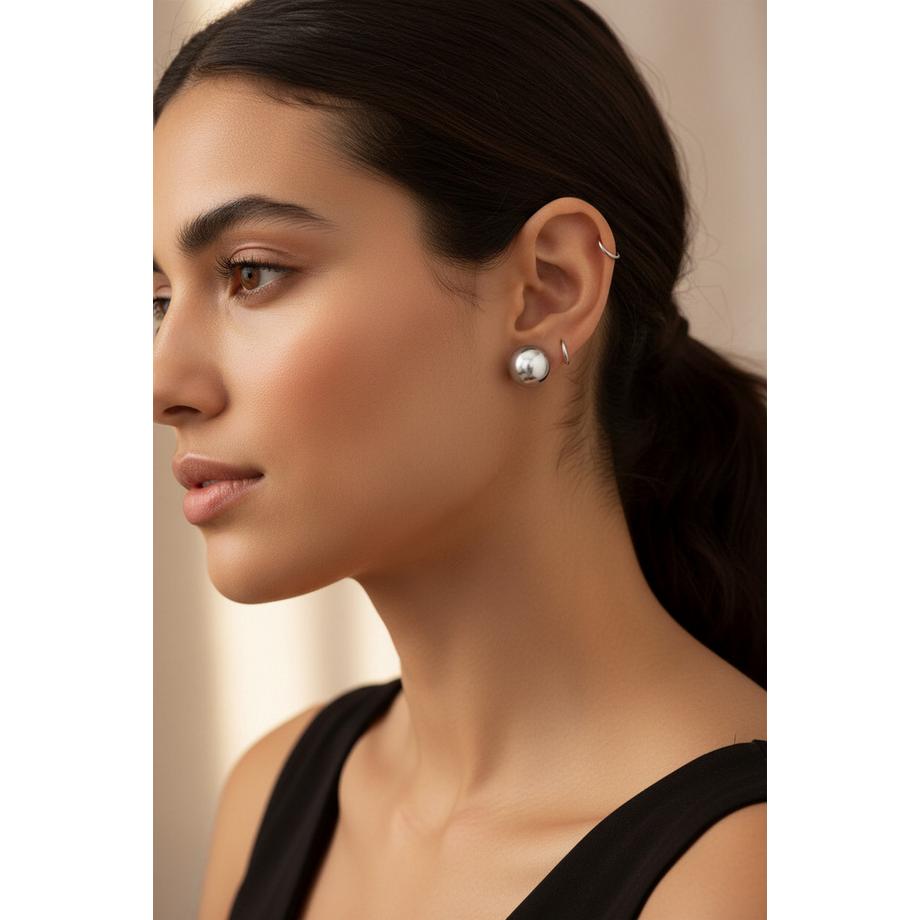 Maxte  Boucles d’eilles en Acier Chirurgical avec Perle Synthétique  Poli Brillant 