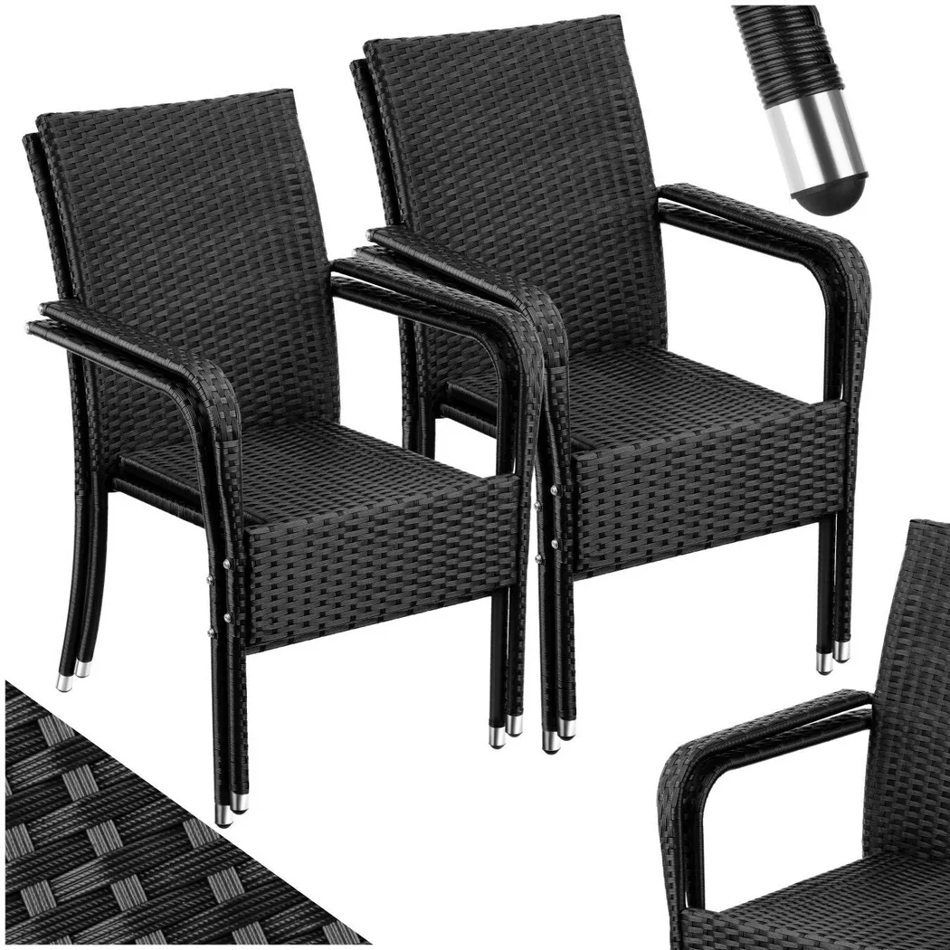 tectake® Rattanstuhl, widerstandsfähig, bodenschonend, stapelbar, 58 x 67 x 90 cm, Belastbarkeit 120 kg