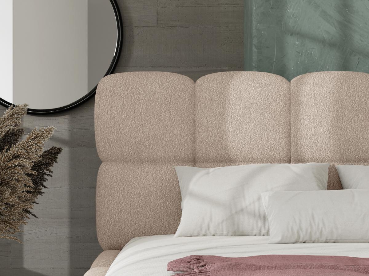 PASCAL MORABITO Bett mit Bettkasten & Bettkopfteil - Bouclé-Stoff - 180 x 200 cm - Beige - DAMADO von Pascal Morabito  