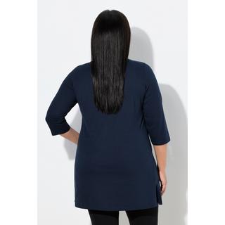 Ulla Popken Maglia Lunga Taglio Svasato Scollo Rotondo Maniche 3/4  