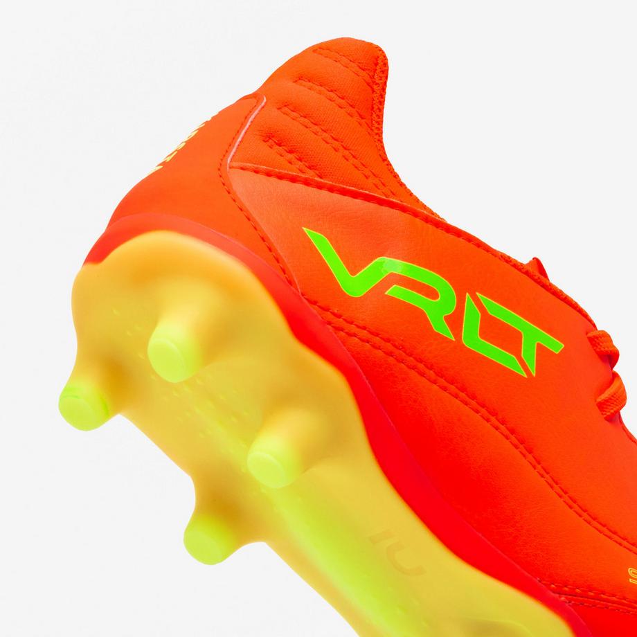 KIPSTA  CHAUSSURES DE FOOTBALL ENFANT EN CUIR ET A LACETS VIRALTO II FG ACID RED 