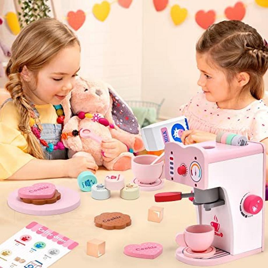 Activity-board  Wooden coffee maker children's play kitchen wooden children's kitchen 18pc. coffee maker playset role play wooden toy baby 
