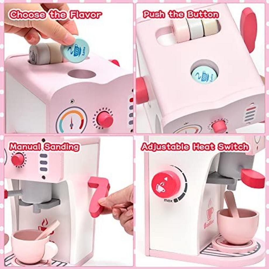 Activity-board  Wooden coffee maker children's play kitchen wooden children's kitchen 18pc. coffee maker playset role play wooden toy baby 