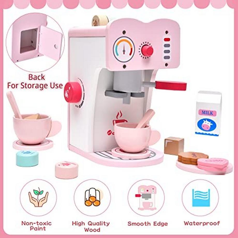 Activity-board  Wooden coffee maker children's play kitchen wooden children's kitchen 18pc. coffee maker playset role play wooden toy baby 