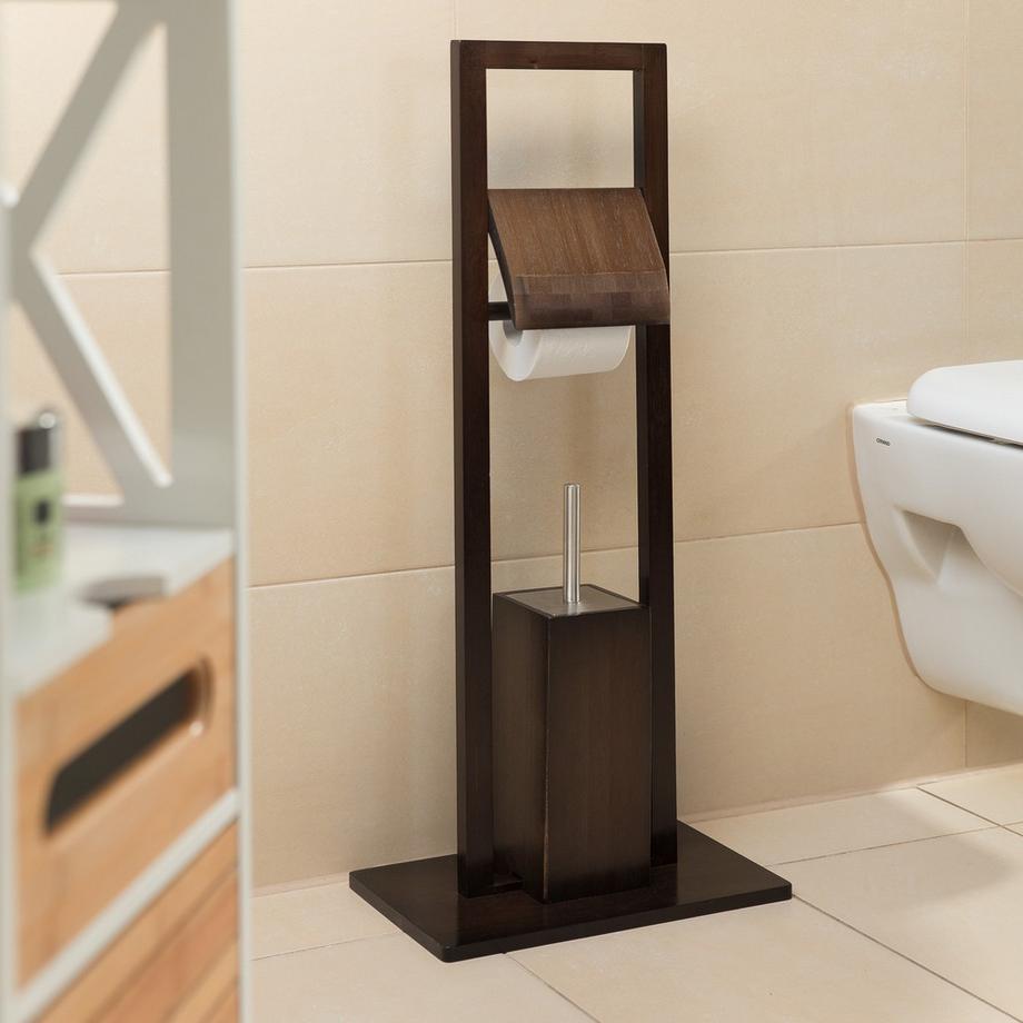 B2X  Chaise de WC en bambou marron foncé 