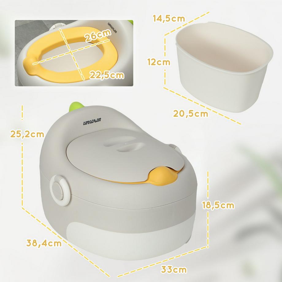 Northio  Pot enfant 3 en 1, pot enfant amovible, pot avec poignées, pour enfants de 6 à 72 mois, capacité de charge jusqu'à 50 kg, plastique, simili cuir, gris 