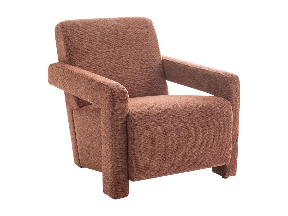 Vente-unique Fauteuil en tissu texturé terracotta ISPARTA  