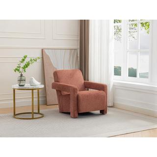 Vente-unique Fauteuil en tissu texturé terracotta ISPARTA  