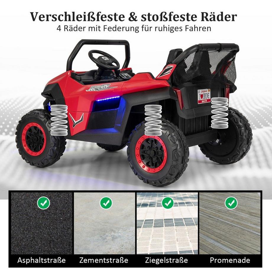 Northix  Voiture pour enfants, véhicule tout terrain mobile avec 2 sièges et télécommande, 118 x 74 x 71 cm, rouge 