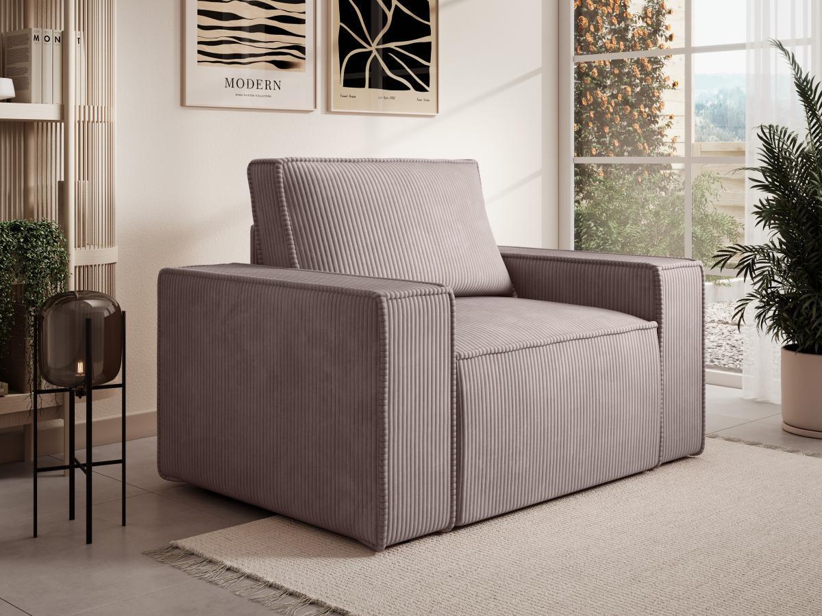 PASCAL MORABITO Fauteuil en velours côtelé violet clair AMELIA  