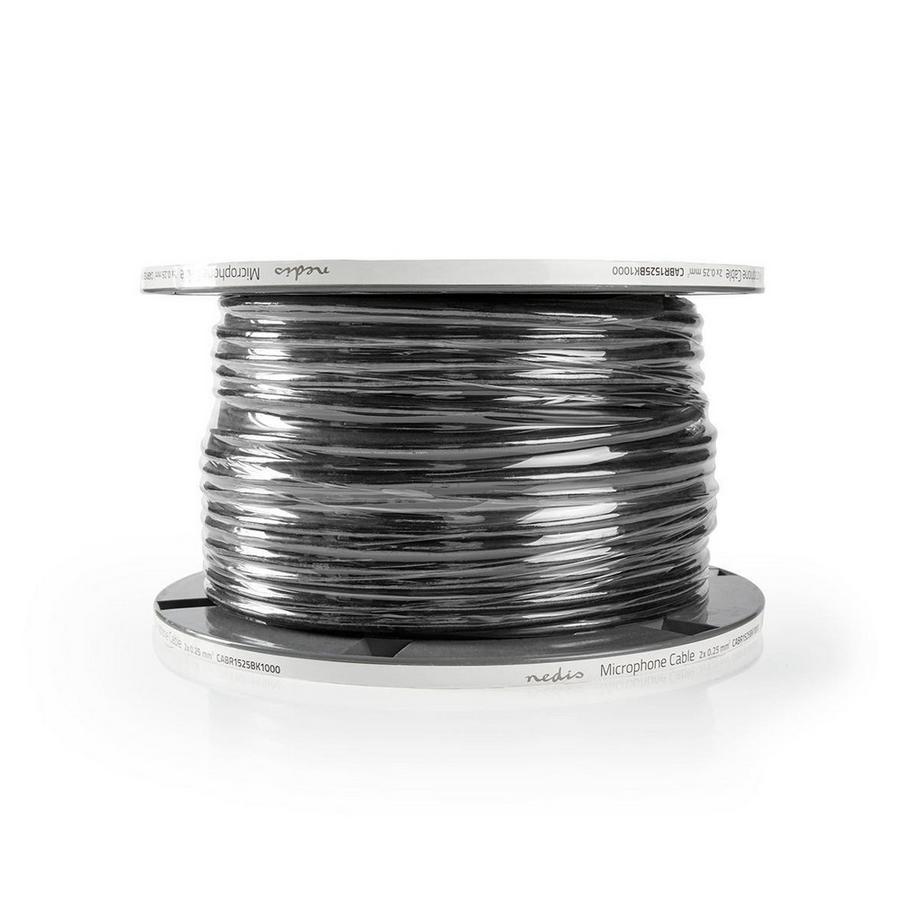 Nedis  câble microphone | 2x 0.25 mm² | Cuivre | 100.0 m | Rond | PVC | Noir | Enrouleur 