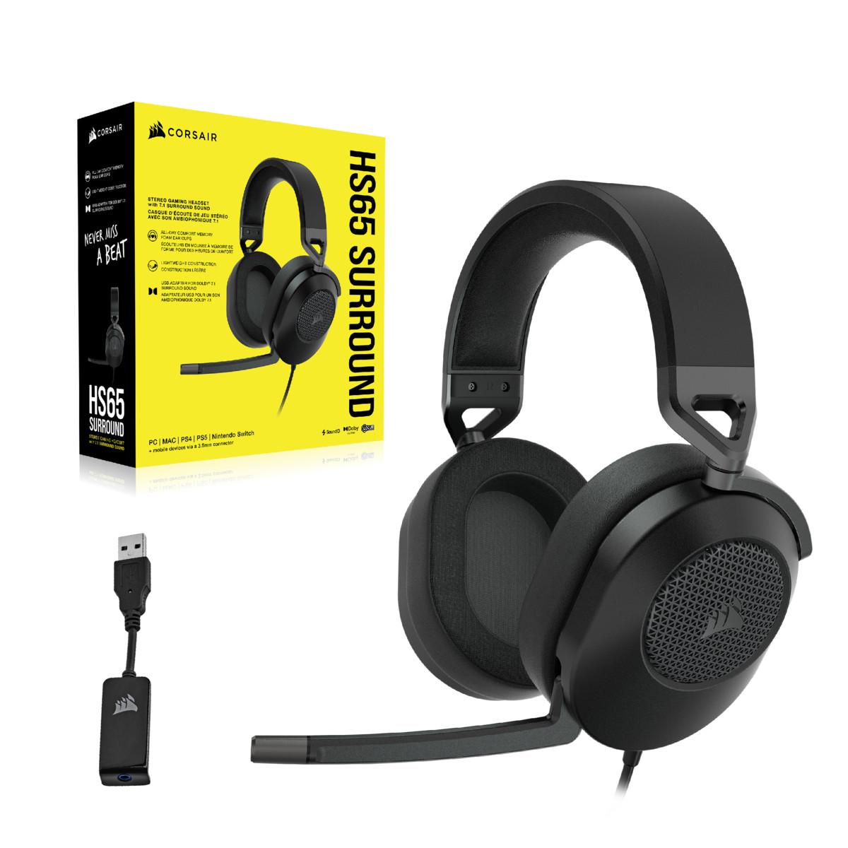 Corsair  HS65 SURROUND Kopfhörer Kabelgebunden Handgeführt Gaming Karbon 