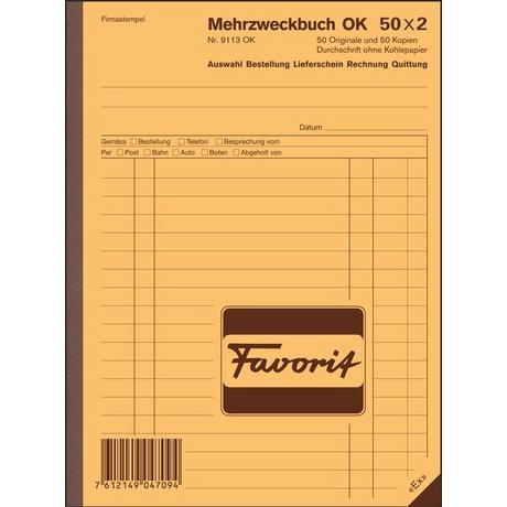 Favorit FAVORIT Mehrzweckbuch Deutsch A5 9113 OK Durchschreibepapier 50x2 Blatt  