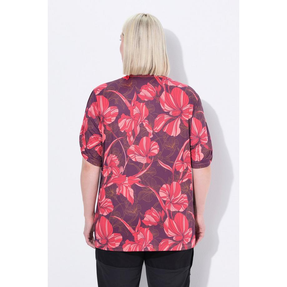 Ulla Popken Maglia funzionale fantasia floreale scollo a V mezze maniche  