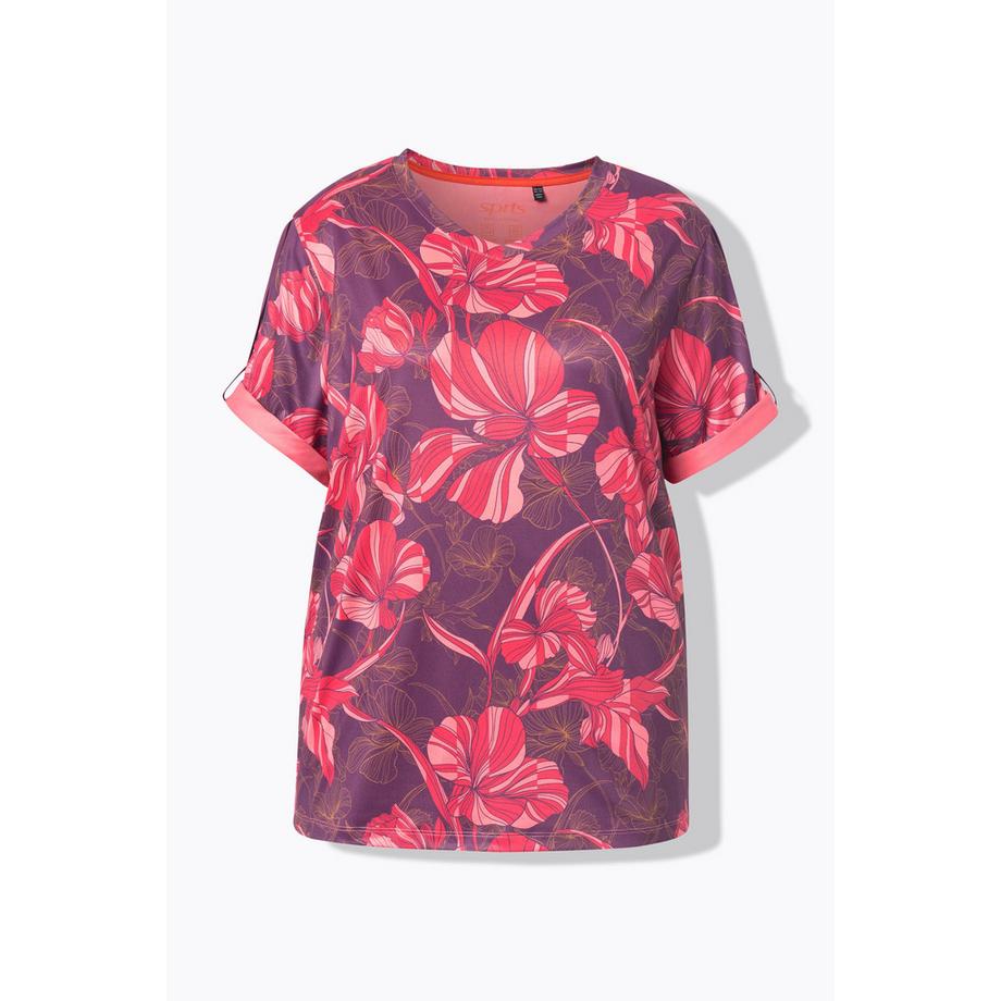 Ulla Popken Maglia funzionale fantasia floreale scollo a V mezze maniche  