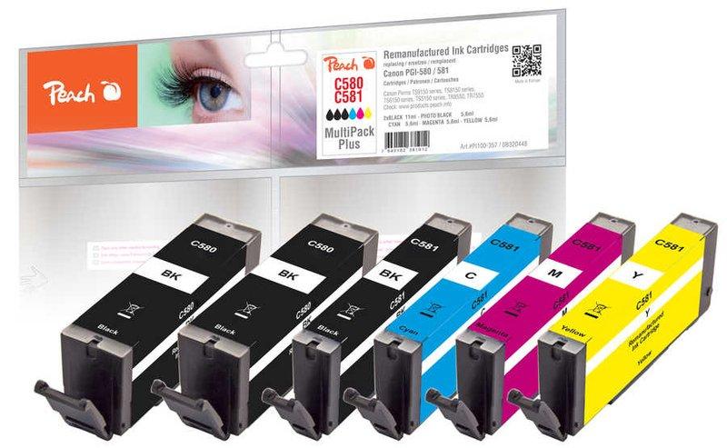 Peach  Tinte Canon PGI-580/CLI-581 Multi+ 2x11, 4x5.6 ml, 2xbk, pbk, c, m, y 