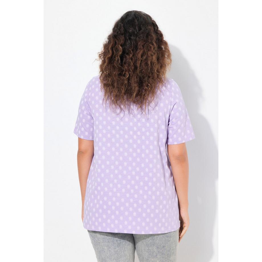 Ulla Popken T-shirt Plis Fantaisie Encolure Carrée Manches Courtes Coupe Évasée  