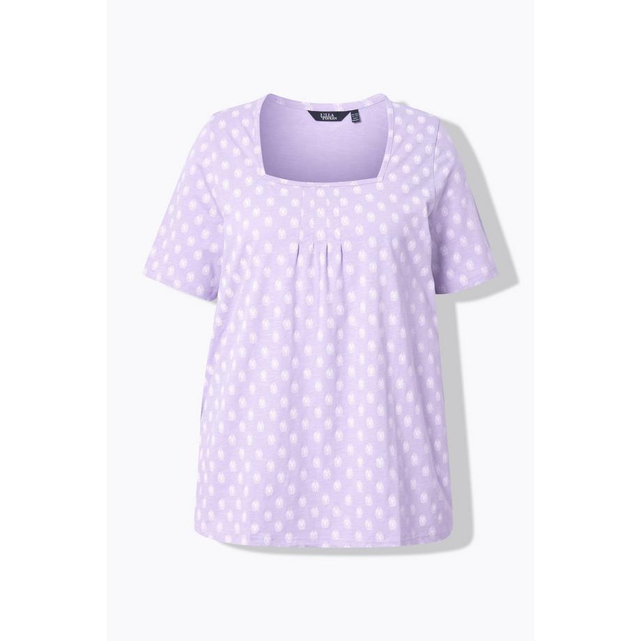Ulla Popken T-shirt Plis Fantaisie Encolure Carrée Manches Courtes Coupe Évasée  