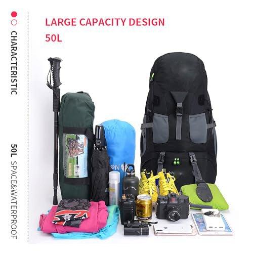 Only-bags.store  50L Leichter wasserdichter Wanderrucksack, Outdoor Sport Daypack Reisetasche für Klettern Camping 