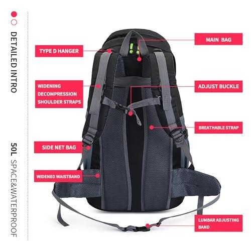 Only-bags.store  50L Leichter wasserdichter Wanderrucksack, Outdoor Sport Daypack Reisetasche für Klettern Camping 