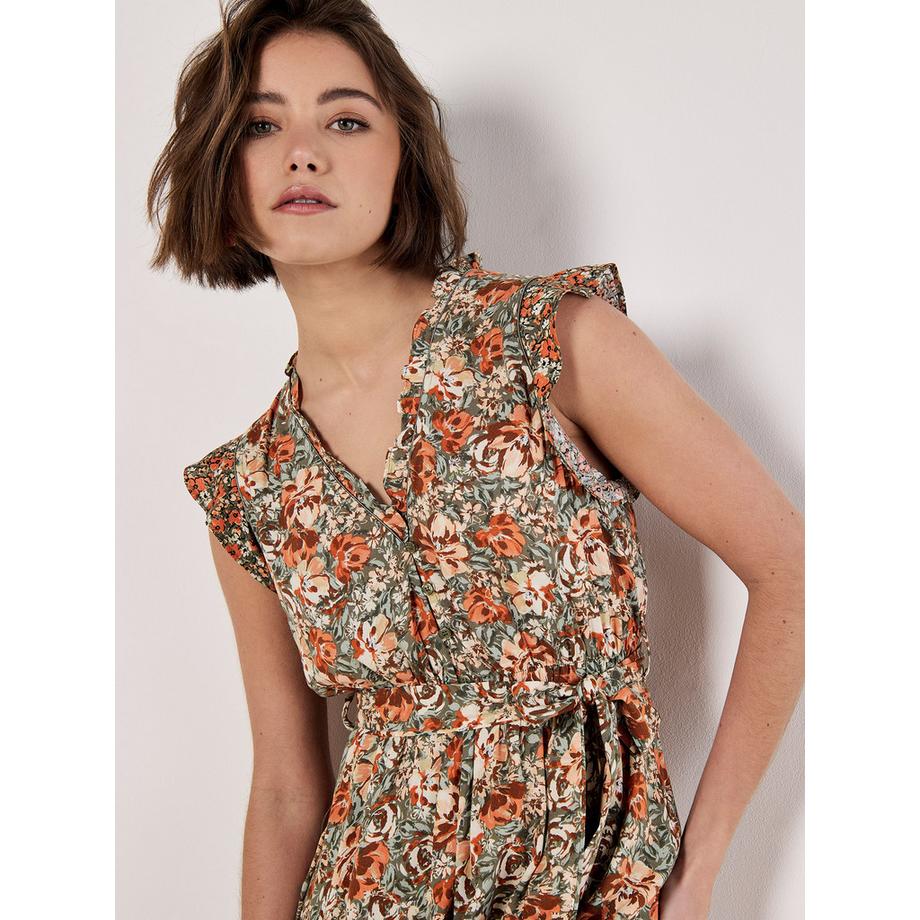 APRICOT Geblümtes Rüschen Minikleid  