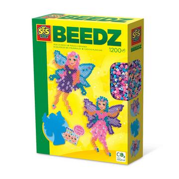 SES Creative Beedz 06204 Bügelperlen-Set Elfen, 1200 Perlen mit Feen-Stiftplatte für Kinder