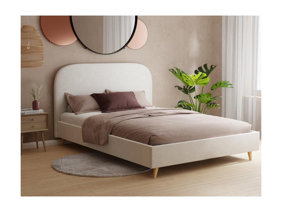 Vente-unique Letto Tessuto Effetto bouclette à‰cru SANTADI  