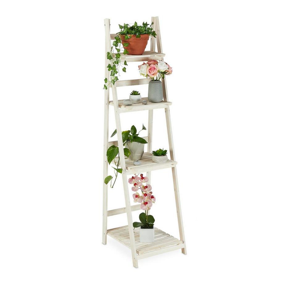 B2X Weiße Treppe mit Holzblumen  