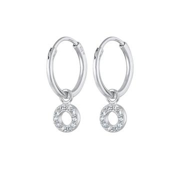 Boucles d'Oreilles Creolen Kristalle Anhänger Rund 925 Silber