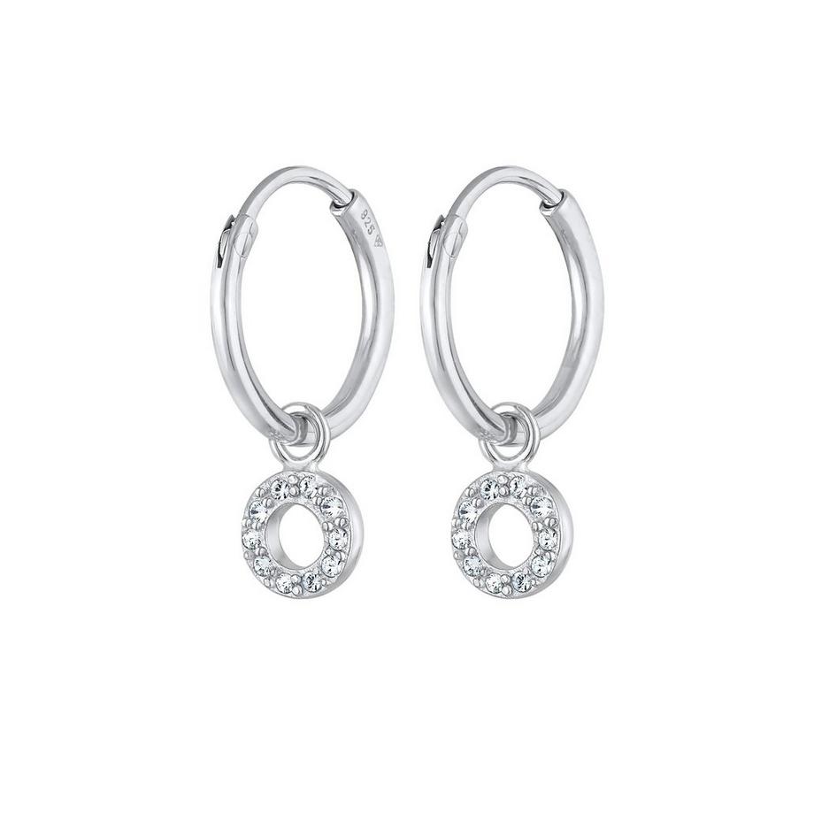 Ohrringe Creolen Kristalle Anhänger Rund 925 Silber