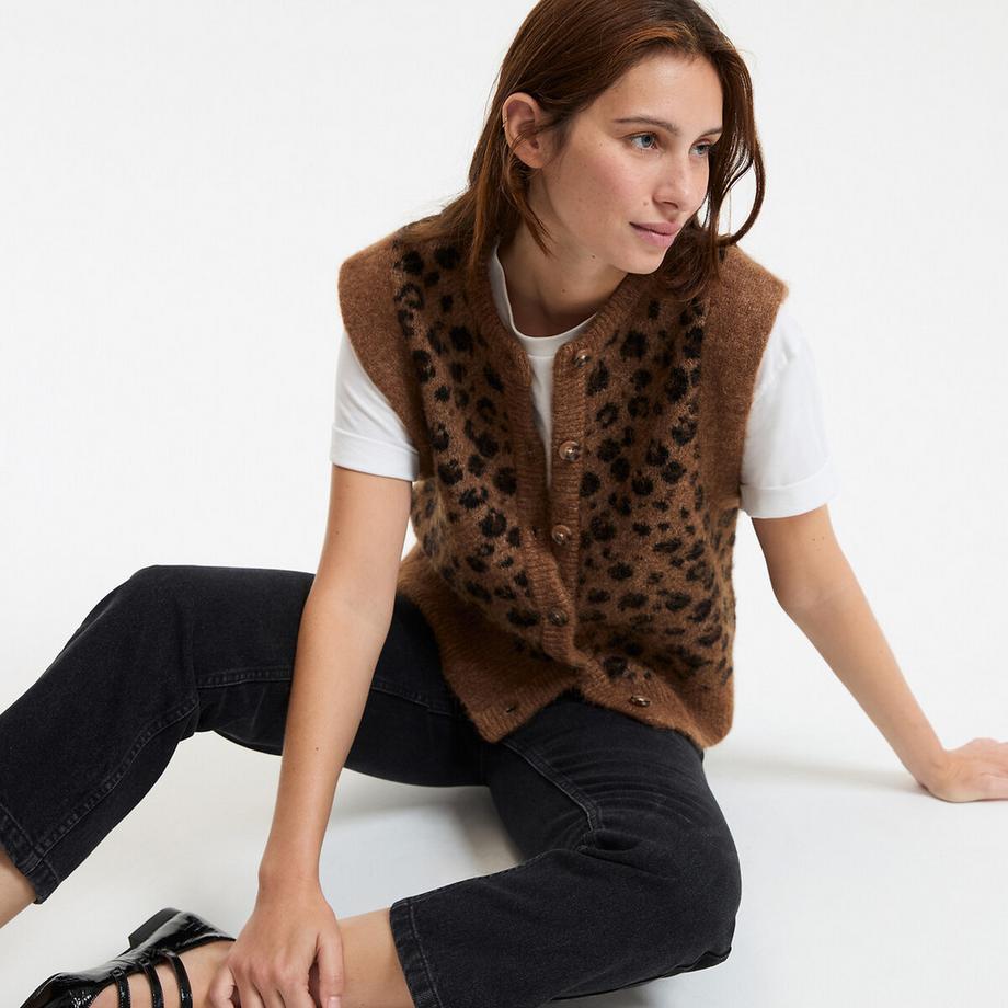 La Redoute Collections Cardigan corto senza maniche girocollo  