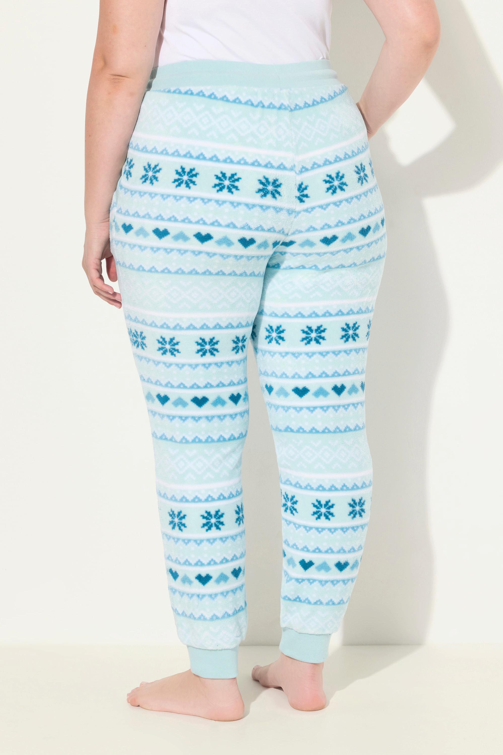 Ulla Popken Pantaloni da Casa Motivo Norvegese Vita Elastica Riciclato  