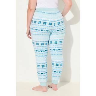 Ulla Popken Pantaloni da Casa Motivo Norvegese Vita Elastica Riciclato  