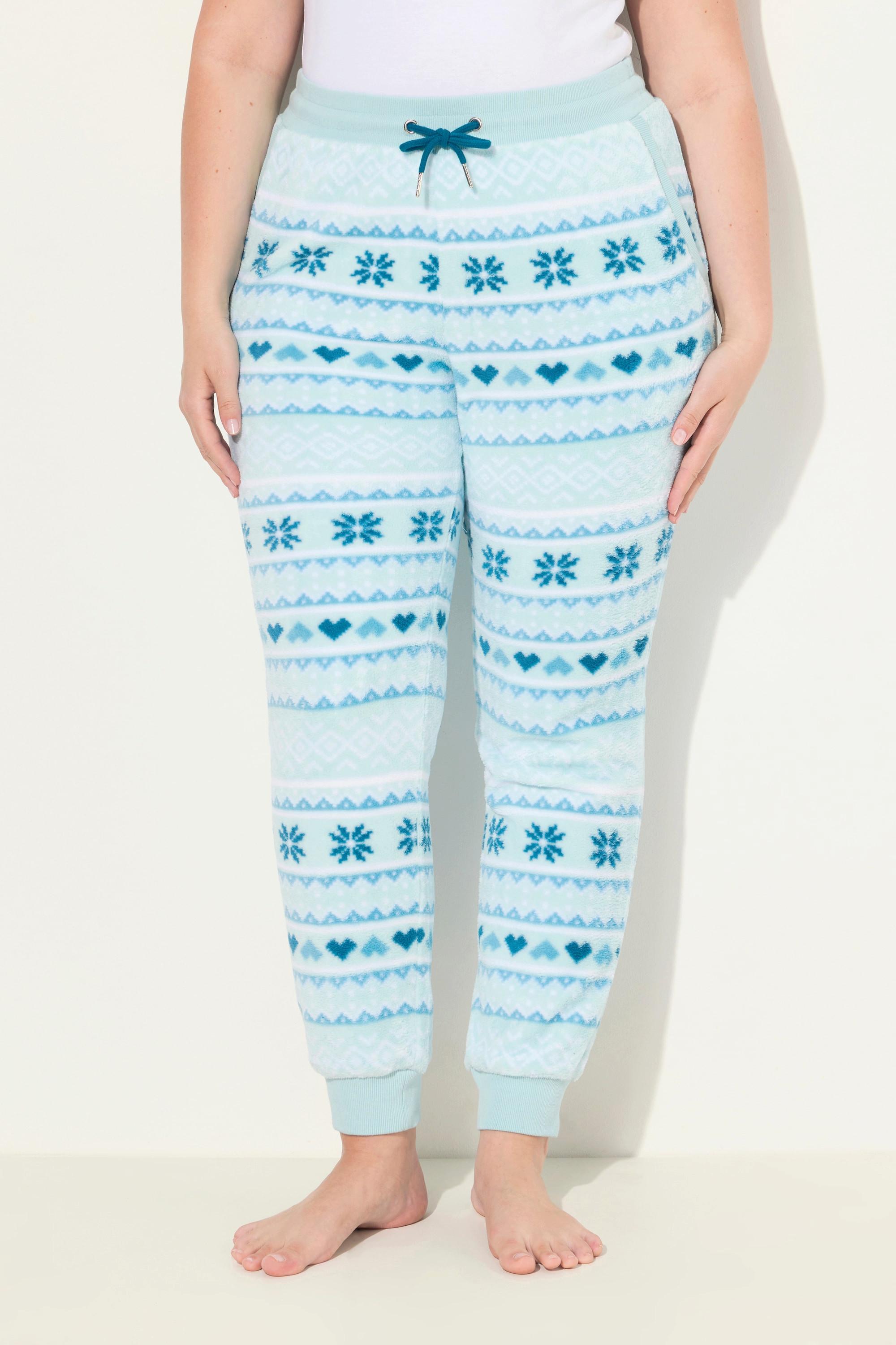 Ulla Popken Pantaloni da Casa Motivo Norvegese Vita Elastica Riciclato  