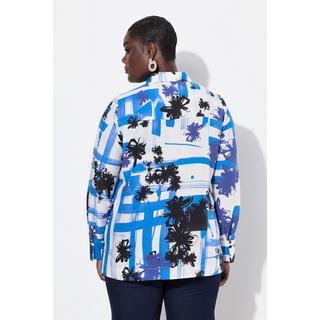 Ulla Popken Blusa Lyocell Design Grafico Collo Camicia Maniche Lunghe  