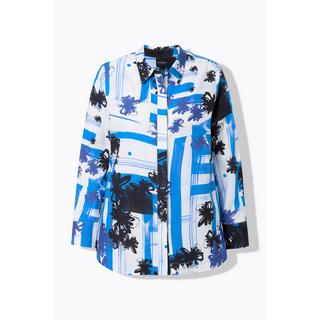 Ulla Popken Blusa Lyocell Design Grafico Collo Camicia Maniche Lunghe  