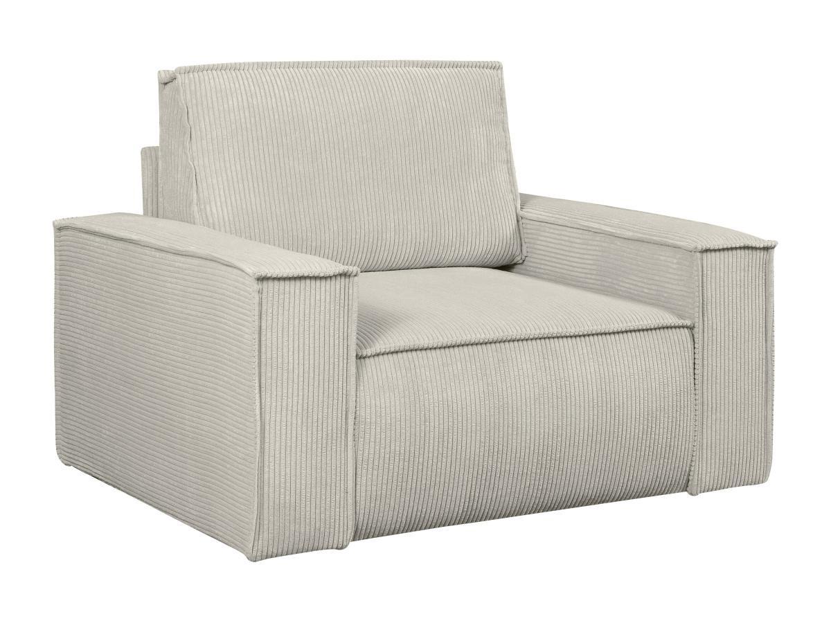 Vente-unique Fauteuil en velours côtelé beige AMELIA  