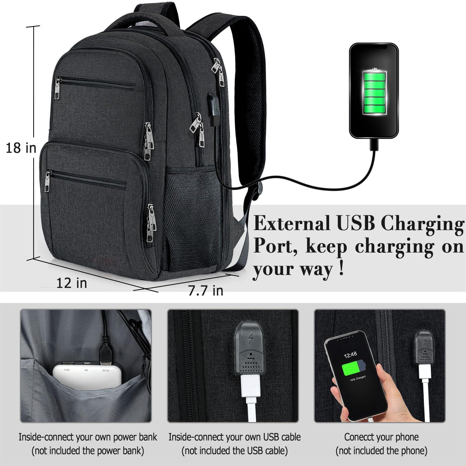 Only-bags.store Sac à dos, sac à dos scolaire imperméable pour ordinateur portable avec port de charge USB, sac à dos de voyage et de randonnée  