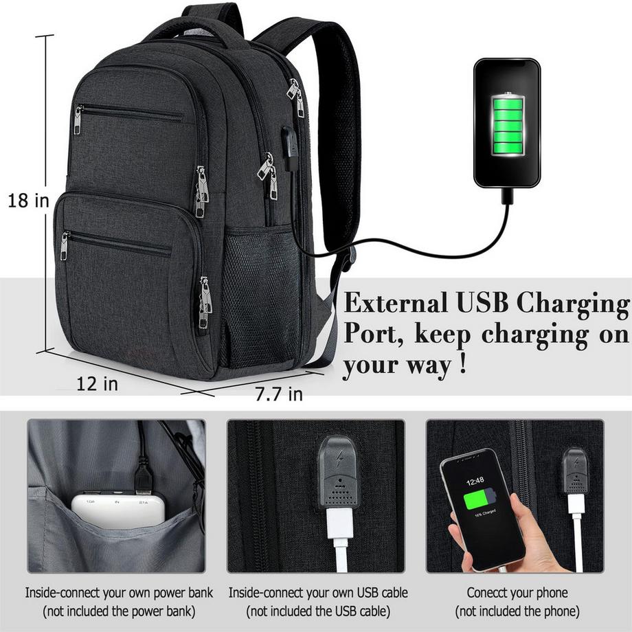 Only-bags.store Sac à dos pour ordinateur portable étanche avec port de chargement USB  