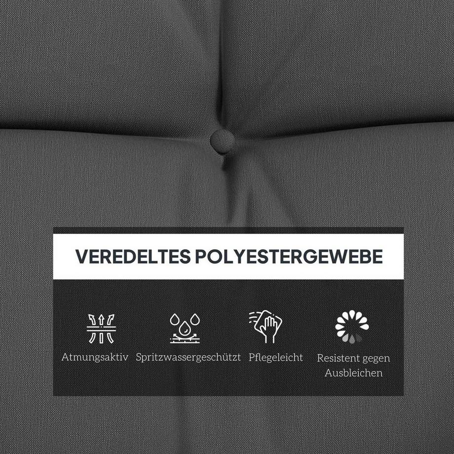 Northio Set di 4 cuscini per sedia, 150 x 50 cm, cuscini per sedia idrorepellenti con lacci, design annodato, spessore 10 cm, rivestimento per altalena, cuscino per sedia per casa, giardino, divano, grigio scuro  