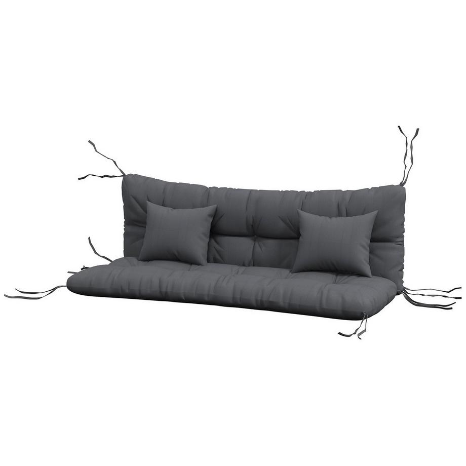 Set di 4 cuscini per sedia, 150 x 50 cm, cuscini per sedia idrorepellenti con lacci, design annodato, spessore 10 cm, rivestimento per altalena, cuscino per sedia per casa, giardino, divano, grigio scuro